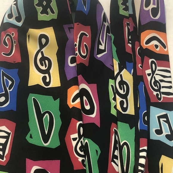 Chesbro Music Co Colorful Music Notes And symbols 100% Silk Tie - Picture 9 of 12